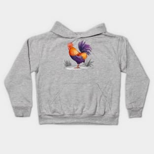 Hand Drawn Cock Watercolor Kids Hoodie